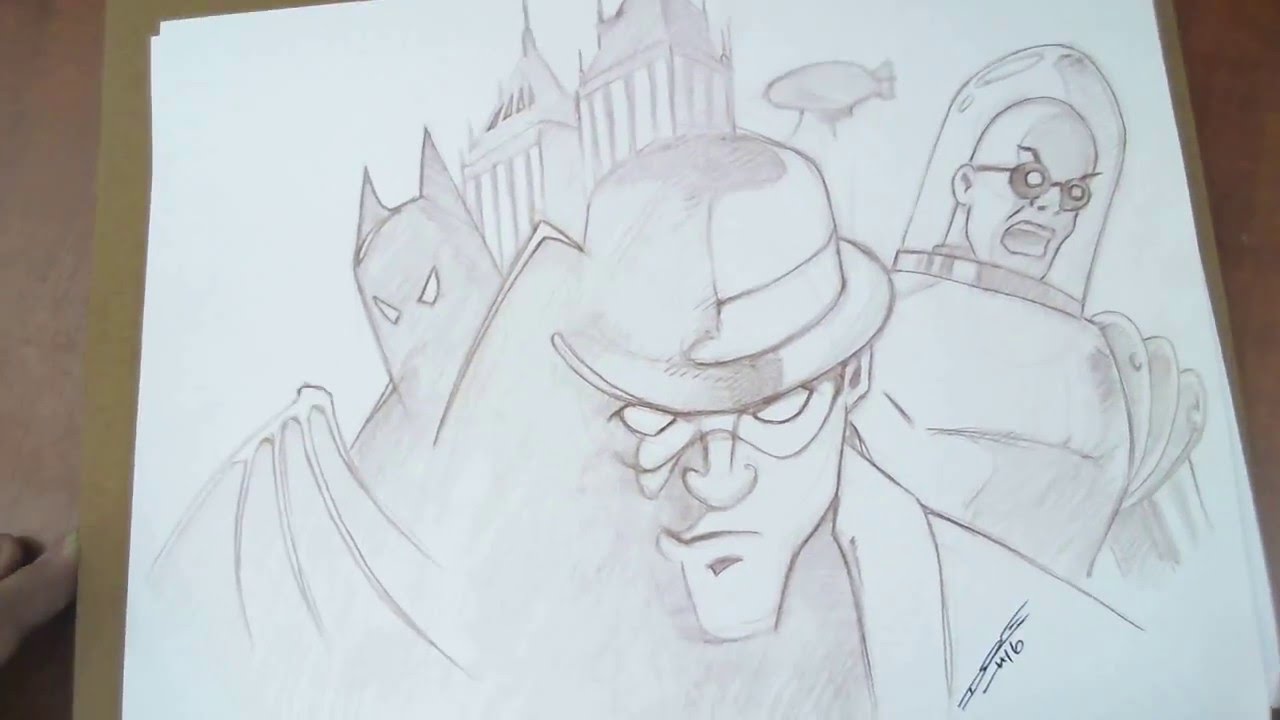 Speed drawing Batman, The Riddler & Mr. Freeze - Batman: The Animated Series  - YouTube