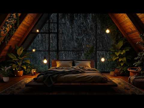 (NO ADS) Can't Sleep? Put This On for Instant Peace 🌧️ Gentle Rain & Cozy Fireplace & Sleep Piano