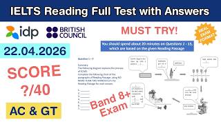 IELTS Reading Practice Test with Answers 22.04.2026 - Test #158