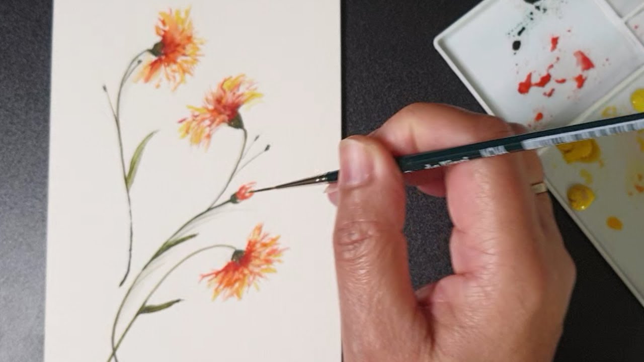 Comment peindre des fleurs à l'aquarelle facilement/Fleurs des champs/Flowers watercolor painting