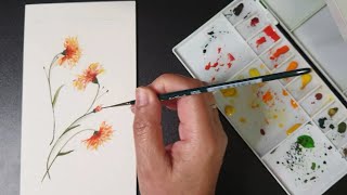 Comment peindre des fleurs à l'aquarelle facilement/Fleurs des champs/Flowers watercolor painting