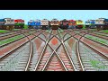 🚾11 Trains Crossing At Bumpy Curves Railroad Tracks || train simulator || indiantrain simulator