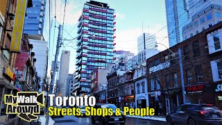 Torontos Streets, shops & People during a -4 degree C walk along Queen, Dundas & University Ave