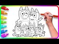 BLUEY Coloring Pages. Do you know How to color Bluey, Bingo, Muffin, Socks and other characters?