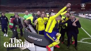 Sweden team crash TV broadcast celebrating place at World Cup