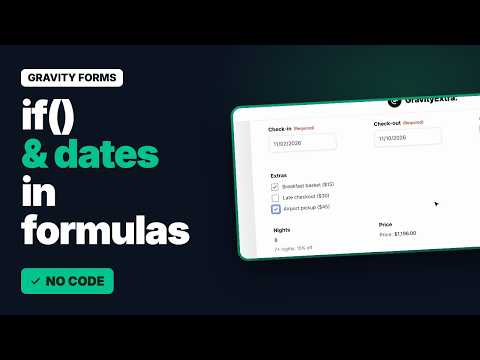 Gravity Forms Calculations with if(), Dates & Discounts (Nights, Tiers, Fees) | Logic & Math Pro