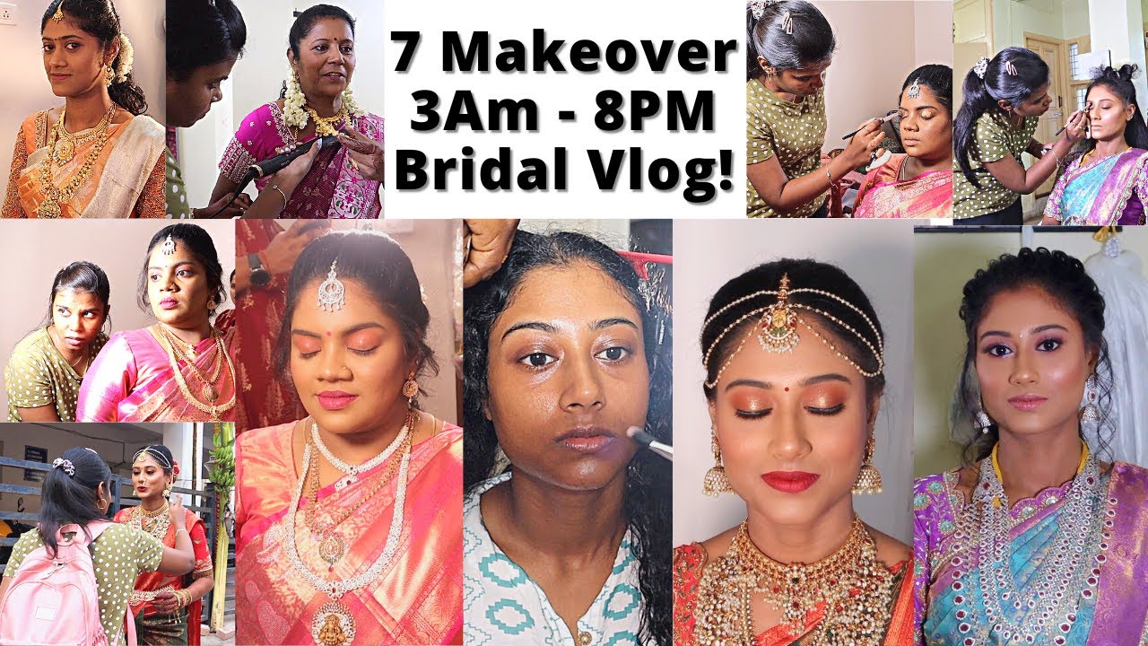 7 Makeover In A Day😱 3AM - 8PM 🤩 Bridal Marathon 🥳 19 Hrs Work 🥰  Bridal Day Vlog 🥳