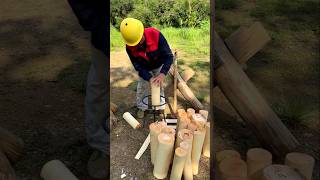 Splitting Round Logs Fast with a Manual Log Splitter Stand and Sledgehammer