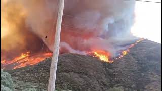 Fuego entrando en Cantabria desde Palencia Noche dura
