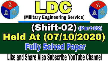 MES (LDC) Shift-02 (Part-02) Fully Solved Paper | Test Date (07/10/2020) | MES | JobzMcqz