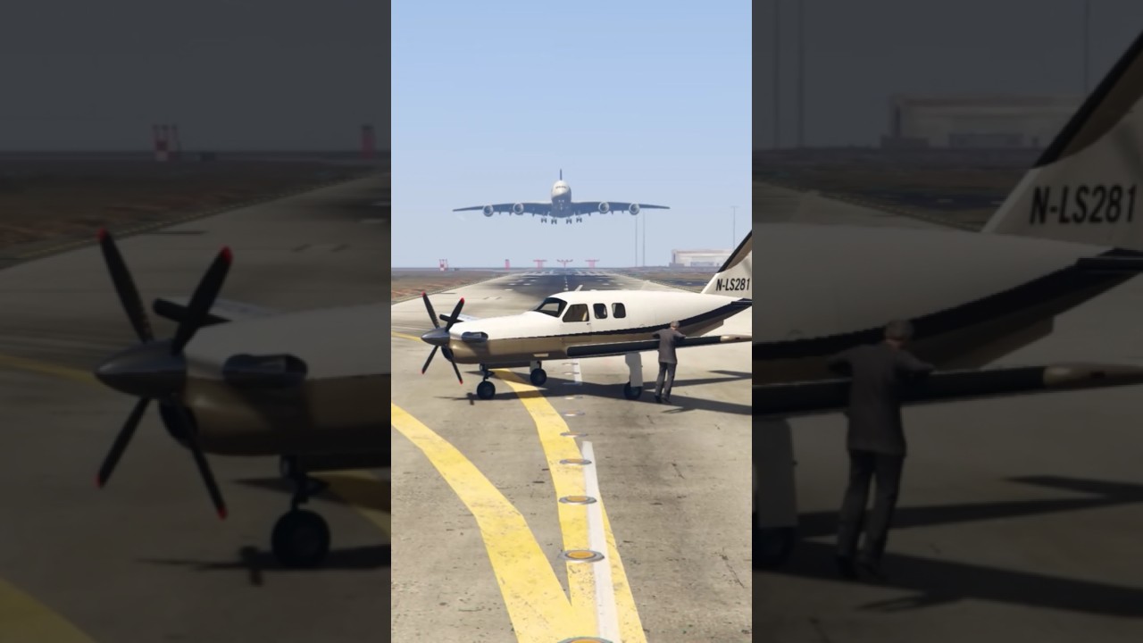 Runway Drama! Expert Pilot Quickly Safe A Wrong Parking Private Jet As Airbus A380 Landing Gtav