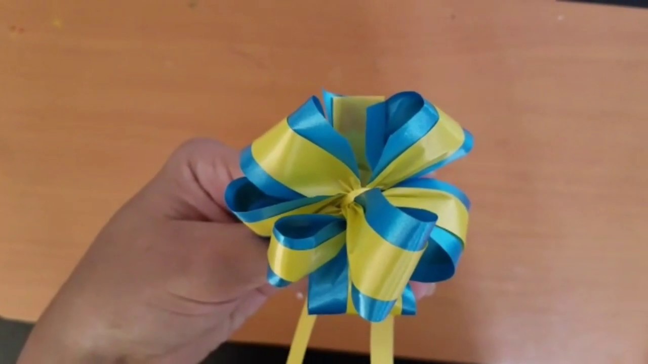 Moño con cinta doble / moño de dos colores para regalo / moño pompom ...