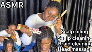 ASMR ✨Scalp scratching,cleaning,oiling and head massage with soft calming sounds for relaxing