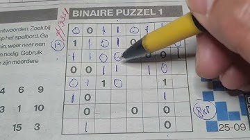 Wednesday. Bonus Extra edition (#9331) Binary01 Sudoku puzzle. 09-25-2024 part 3 of 4