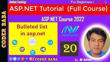 20 ASP.NET Course 2023 | Bulleted list in asp.net | Hindi | @CoderBaba