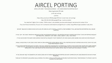 AIRCEL PORTING, UPC CODE MISMATCH, PORTING DELAY