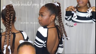 Super SLEEK Double Braided Ponytail // with Bows 🤗