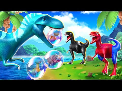 Super Trex Red & Black Rescue Dinosaurs from 'Ice Monster' Trex | Jurassic World Dinosaur Stories