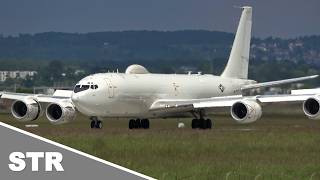 RARE Boeing E-6B Mercury with aborted Takeoff at Stuttgart Airport