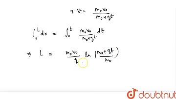 A railroad car of length L aned mass `m_(0)` when empty is moving freely on a horizontal track