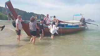 Longtail Boats Heading To Railay Beach From Ao Nang Beach, Krabi Thailand 🇹🇭