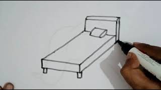 How to draw a bed easy drawing step by step//learn drawing