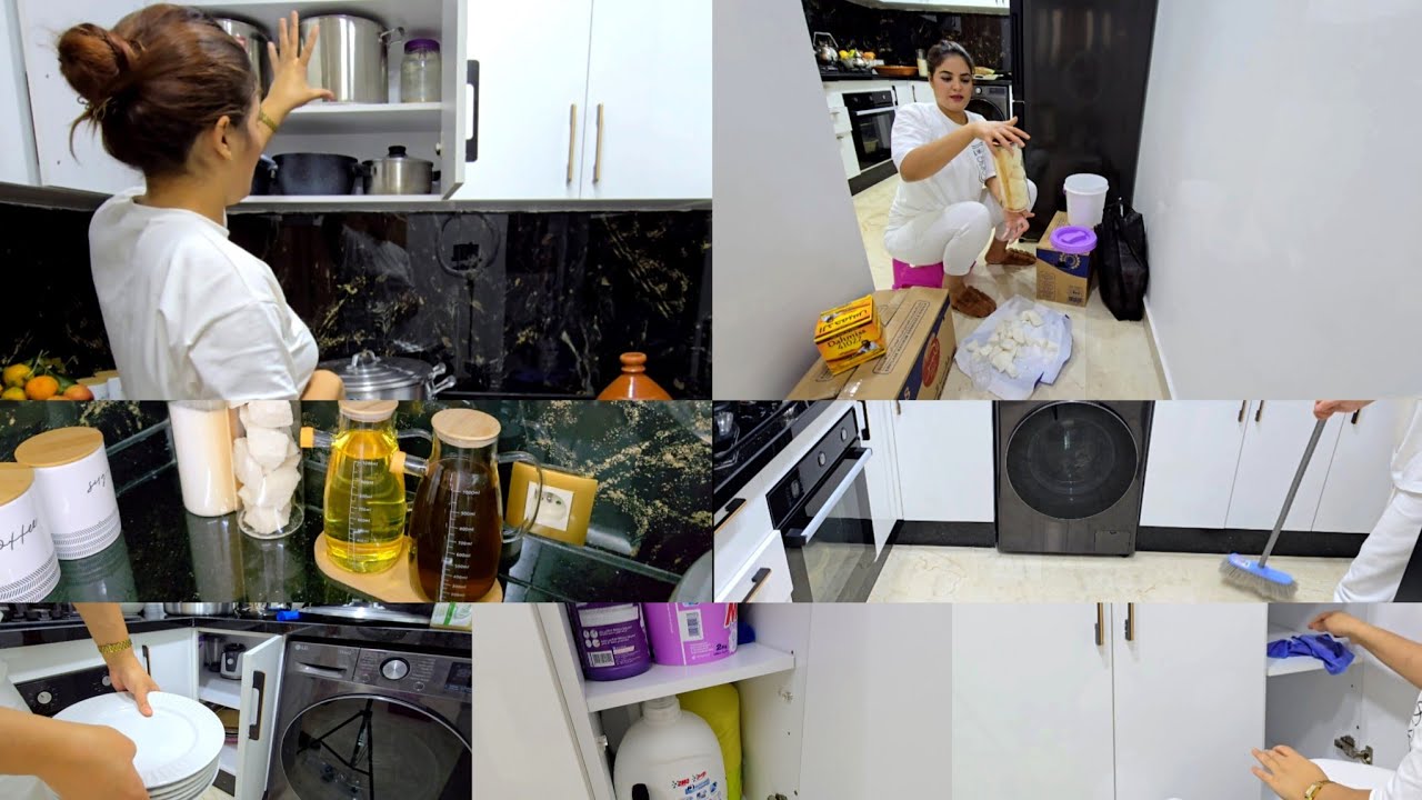 روتين ترتيب وتنظيم😍 عريت على دراعي ونضمت كوزينتي/رجعت كلشي متول🤭فرحانة بكوزينتي جديد.