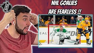 Reacting to NHL SAVES WITH NO MASK !! | BASKETBALL FAN REACTS