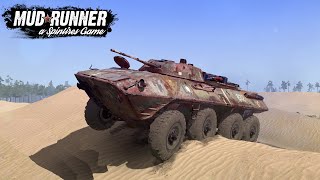 Spintires MudRunner - BTR 90 Rusty Armored Transporter Driving On Sand