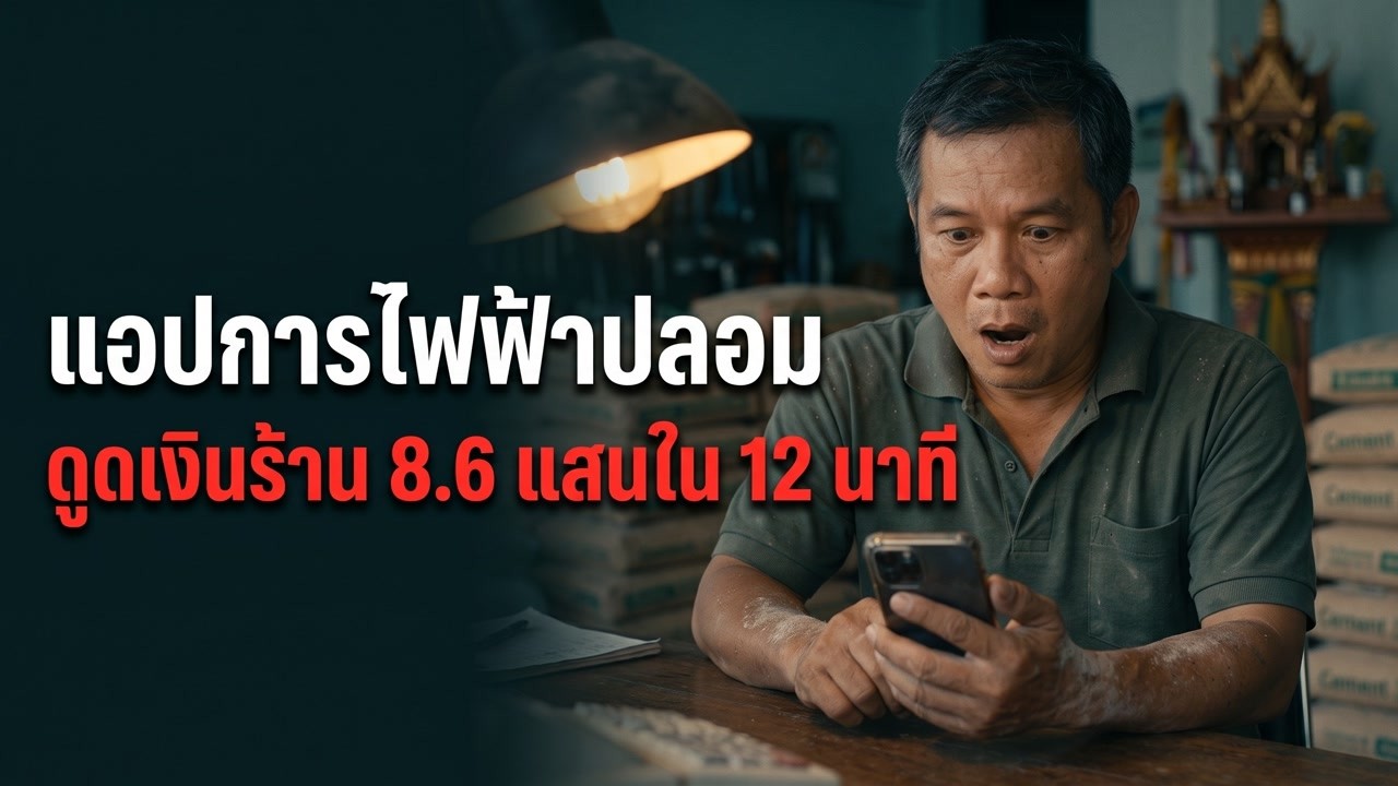 แอป "การไฟฟ้า" ปลอมดูดเงินร้าน 8.6 แสนใน 12 นาที... ผมกดติดตั้งเอง |
