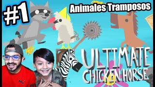 Animales Tramposos con mi Papá | Ultimate Chicken Horse Capitulo 1 | Juegos Karim Juega