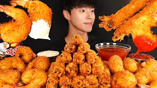 ASMR MUKBANG FRIED SHRIMPS & SPICY FIRE NOODLES! FRIED PRAWNS🦐