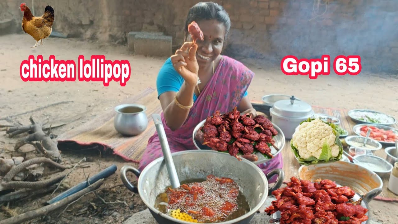 chicken lollipop recipe & gobi 65 recipe village cooking style in Tamil