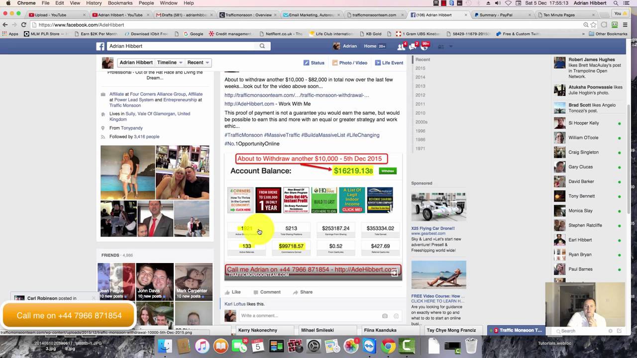 Traffic Monsoon Withdrawal 5th £10,000   5th December, 2015