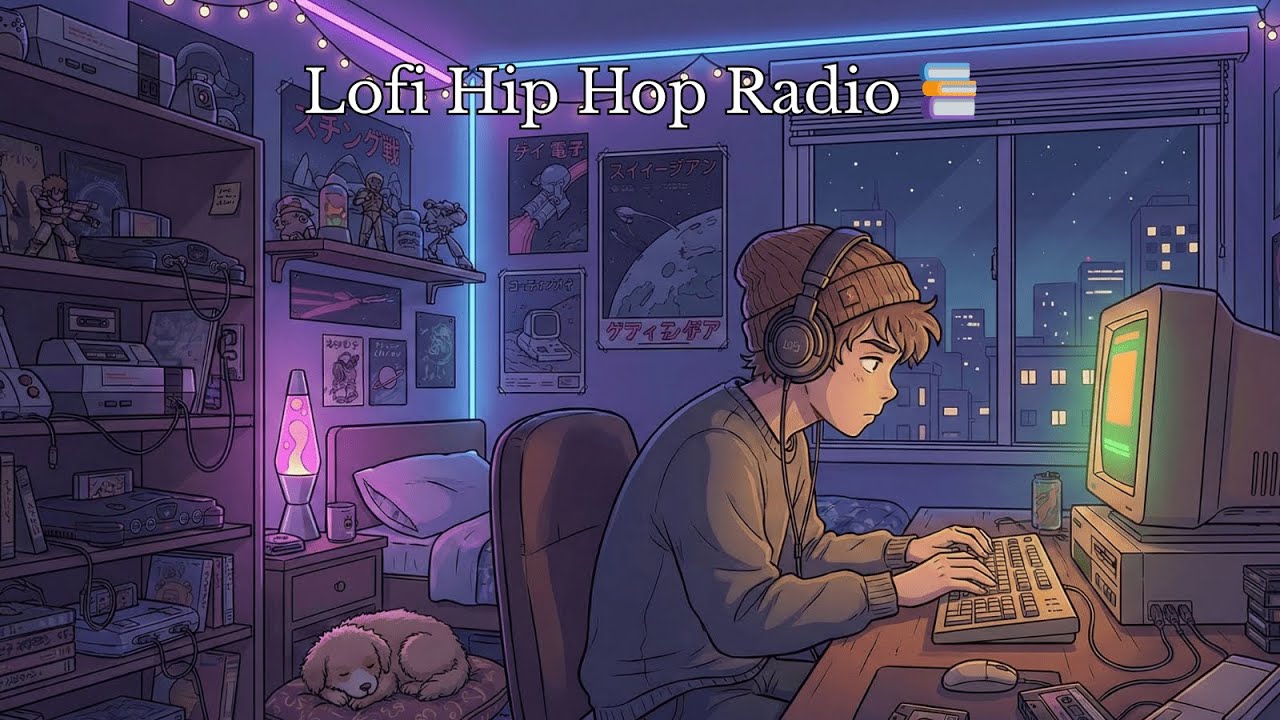 Lofi Coding Beats ❄️ — Chill Anime Boy Typing in a Snowy Night