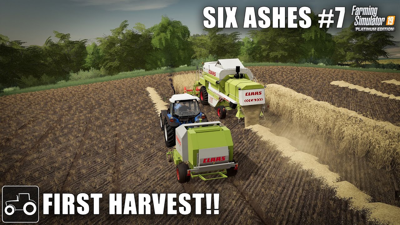 First Harvest On Our Farm & Baling Straw - Six Ashes #7 Farming Simulator 19 Let's Play