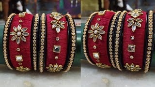 Latest silk thread bangle kada set making at home I Easy and Simple bangles |DESIGNER KADA MAKING|