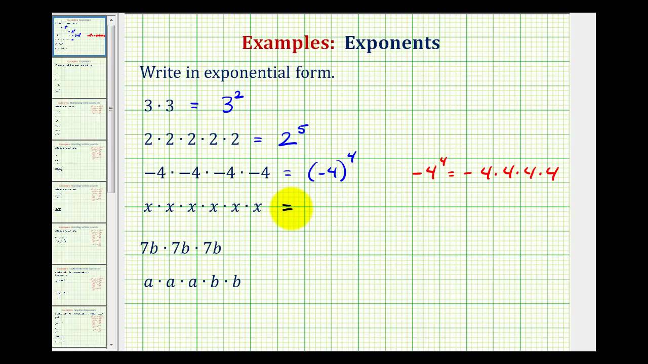 Ex: Write Repeated Multiplication Using Exponents