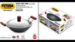 Hawkins Futura Hard Anodised Inductiongaselectric Deep Fry Pankadhai With Lid, 2 5 Litres