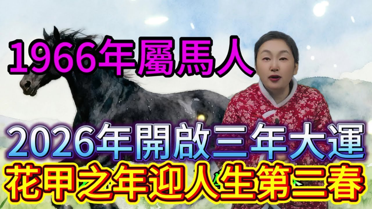 恭喜 1966 屬馬人！2026 開啓動輒三年大運，本命年破局 + 2027 偏財旺 + 2028 福滿門，花甲之年迎人生第二春！#運勢 #補財庫旺財氣 #財富 #風水 #生肖