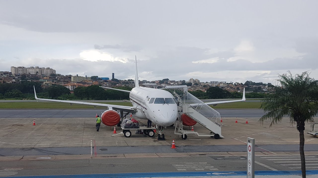 Ground Handling no Embraer 190 da Vale + Taxi e decolagem Gulfstream G550 Aeroporto da Pampulha.