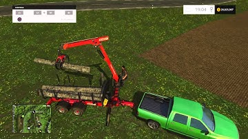 Farming Simulator 15 logging with the stepa trailer