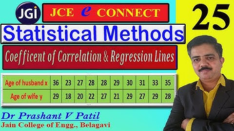 Coefficient of Correlation between Ages of Husband & Wife || Regression lines || Dr Prashant Patil