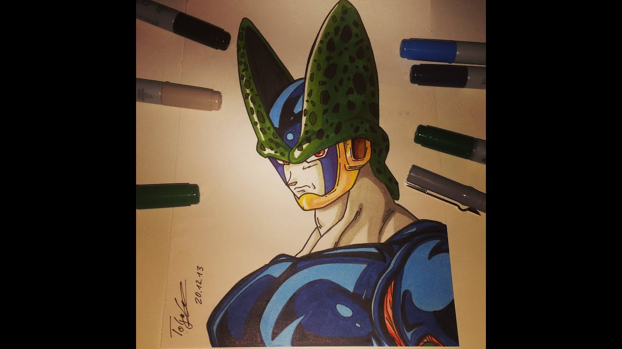 Drawing Perfect Cell Dragon Ball Z Speed Drawing - TolgArt - YouTube