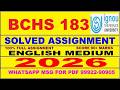 BCHS 183 solved assignment 2026 in English || bchs 183 solved assignment 2026 || ignou bchs183 2026