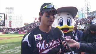 2019年4月28日 千葉ロッテ・藤岡選手ヒーローインタビュー