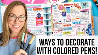 Ways to Use Colorful Pens to Decorate Your Planner! Tips & Tricks to Use Less Stickers  Save Money!