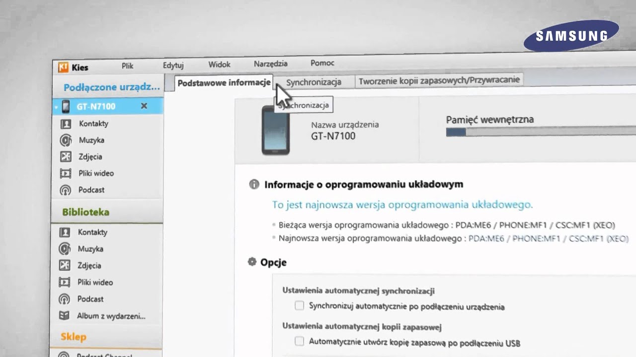 Oprogramowanie Samsung Kies - Synchronizacja zdjęć, muzyki i filmów