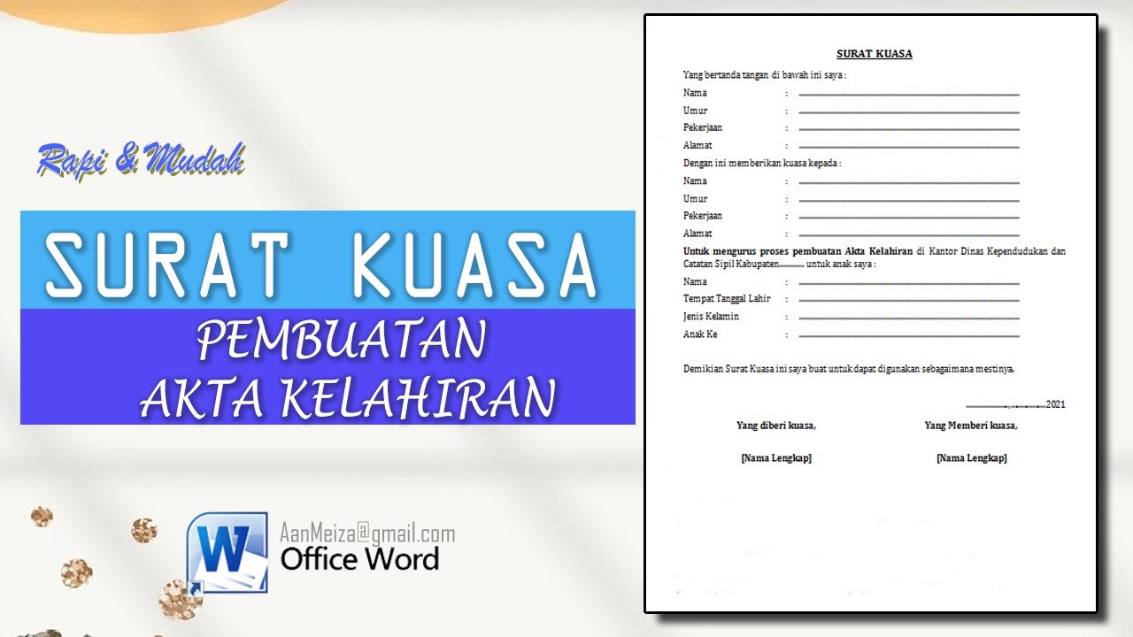 Cara Membuat Surat Kuasa Pembuatan Akta Kelahiran Anak di MS Word