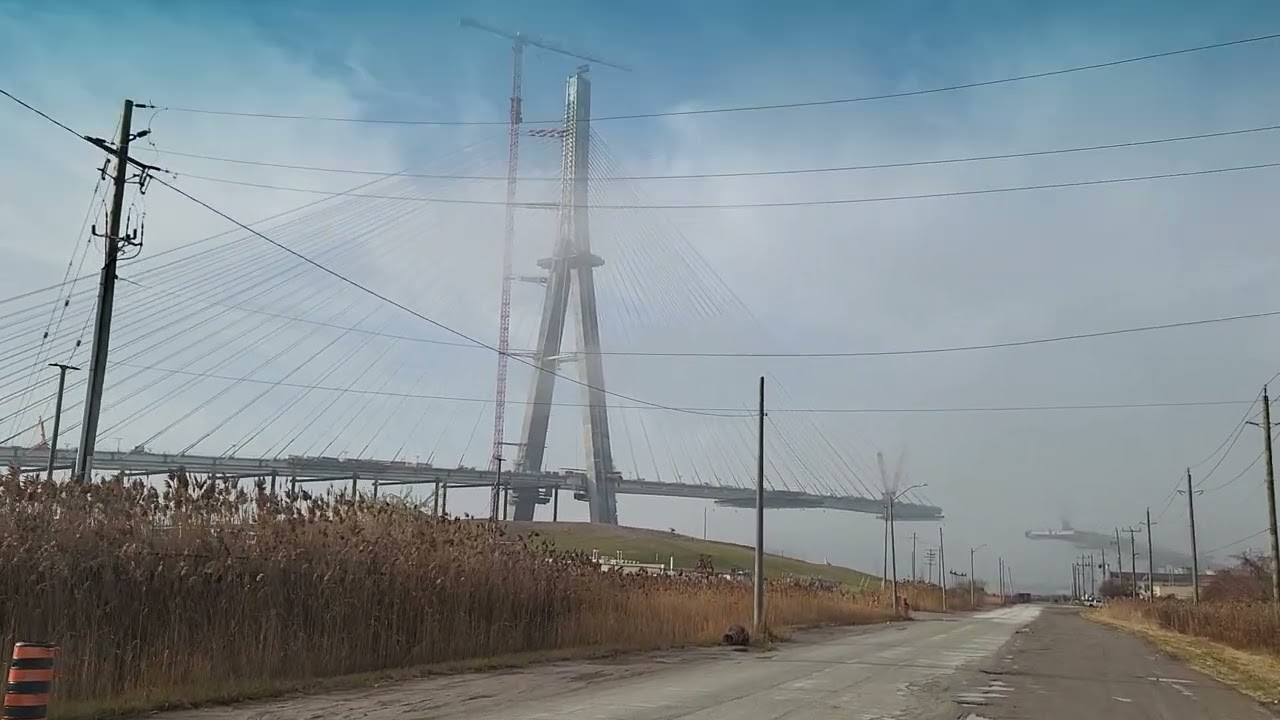 Some more Gordie Howe Bridge progress.
